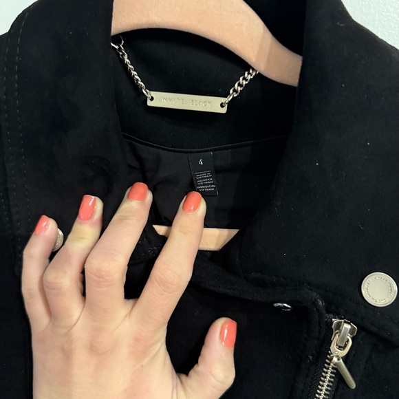 White House Black Market Black Vegan Suede Motor Jacket - Picture 7 of 9